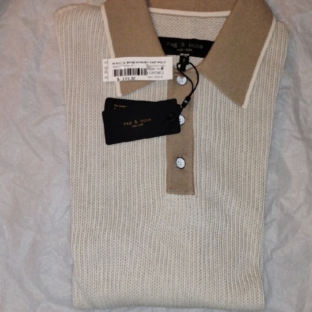 Rag & Bone Light Tan Knit Polo